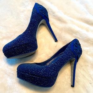 Blue and Silver Show Heels